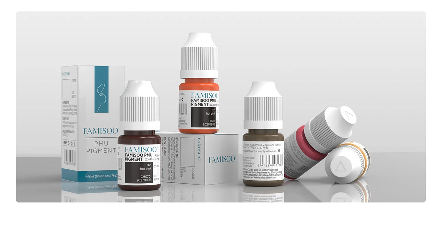 FAMISOO 5ML Lip Tattoo Inks Microblading Organic Permanent Makeup Lips Pigment Tattoo Pink Eyebrow Eyeliner PMU Pigment 0.17 OZ