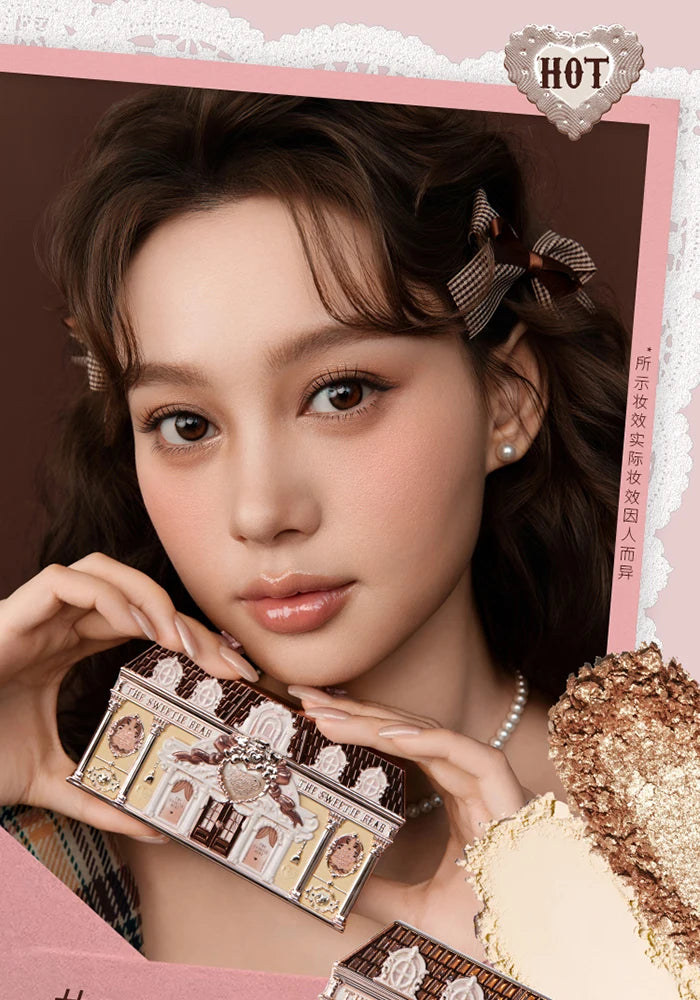 Flower Knows The Sweetie Bear Collection Eyeshadow Palette 6 Colors Glitter Matte Natural Bronzer Multi Use Kawaii Makeup