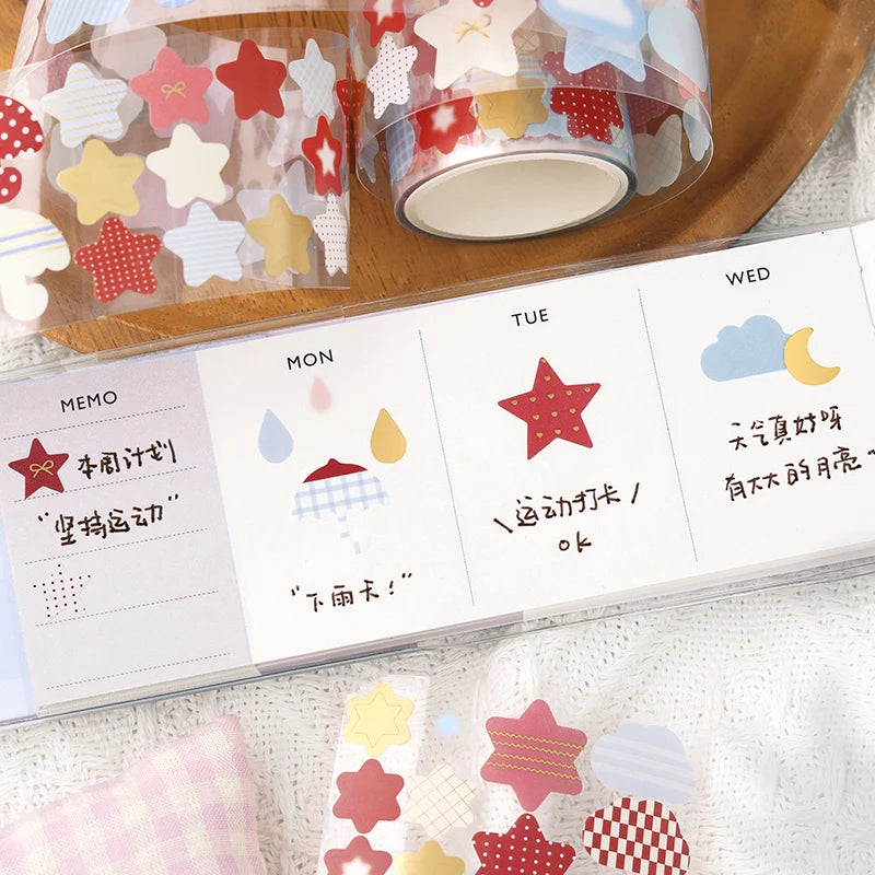 40mm * 300cm Kawaii Ins Basic Geometric Pattern Die Cutting Stickers Creative Handbook Decoration DIY Diary Scrapbook Supplies