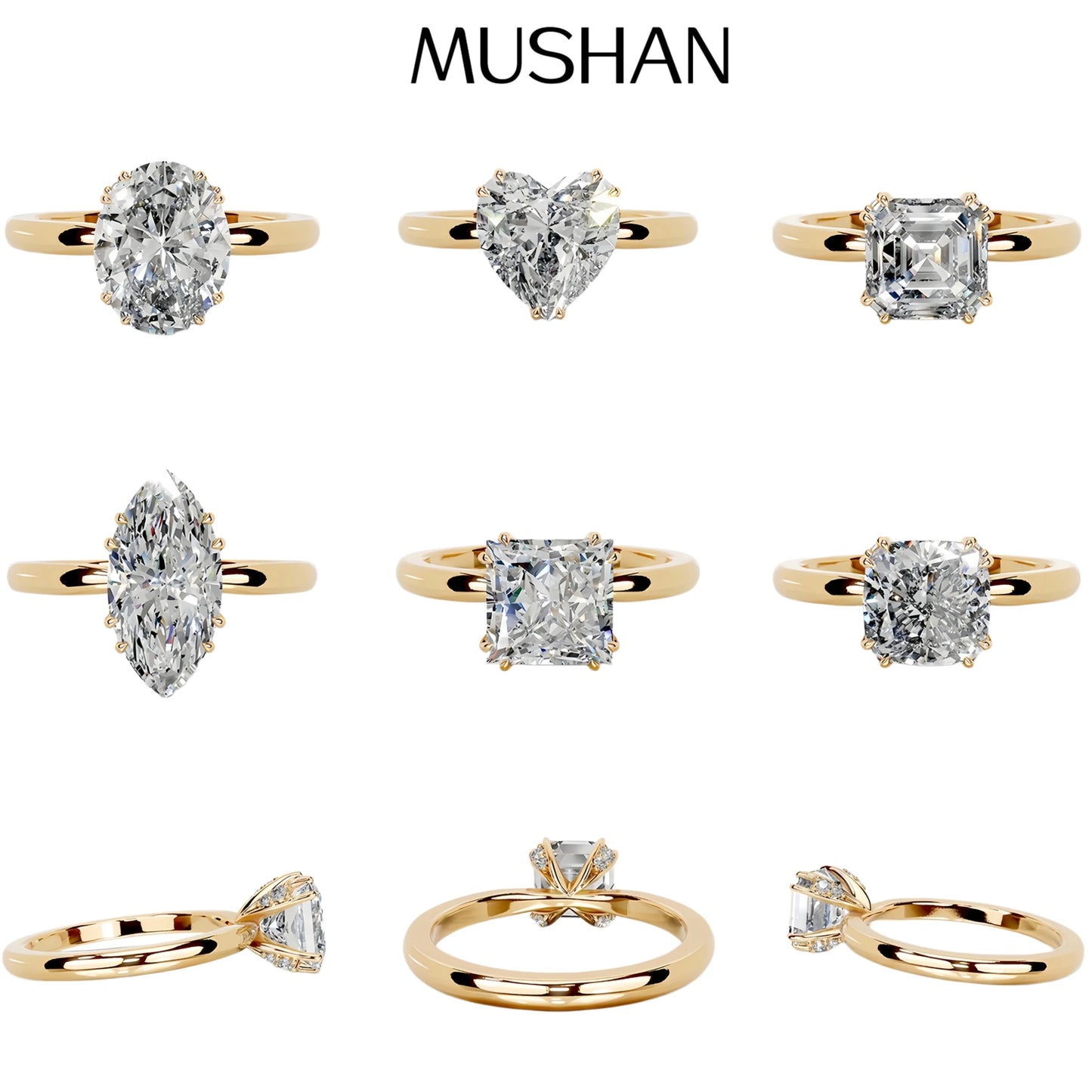 MUSHAN Bespoke Luxury Jewelry 925 Sterling Silver Rings 3ct 4ct 5ct Wedding Real D Color VVS Moissanite Ring Band MST Patent