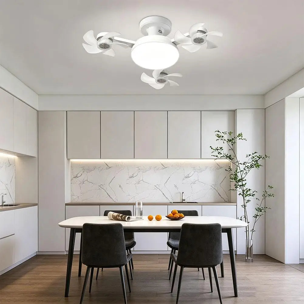 Drone Style Ceiling Fan Light E27 Base Remote Controlled Dimmable 3 Color LED Design  Retractable Blades for Living Room