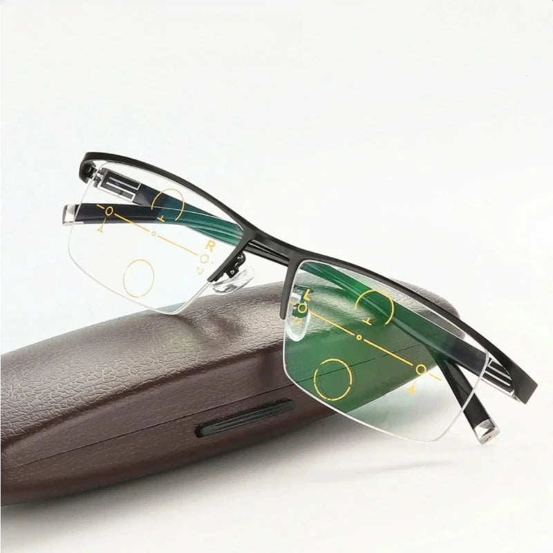 Intelligent Progressive Reading Glasses for Man Woman Near and Dual-Use Anti Blue Light Blocking Automatic Adjustment Eyewear