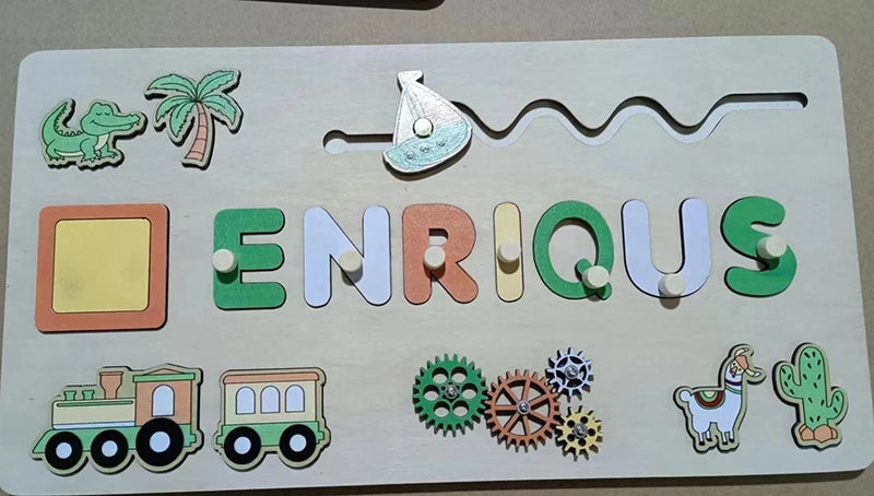 Montessori Personalised Wooden Puzzle Baby Custom First Name Puzzle Customization Letter Board Gift Child Jigsaw Educational Toy