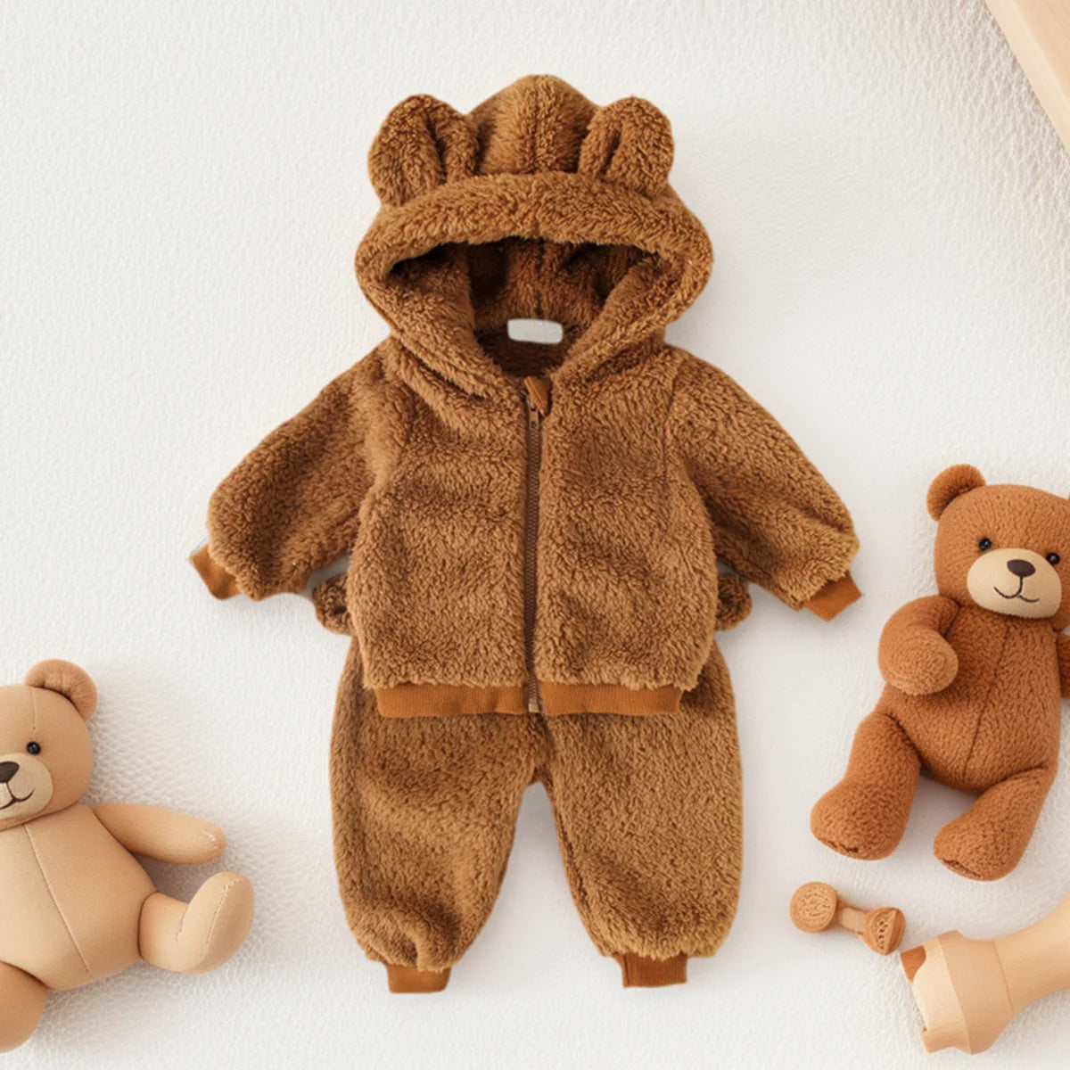 Sanlutoz Winter Warm Long Sleeve Baby Clothing SetsTops Zipper + Long Pants 2Pcs Cute