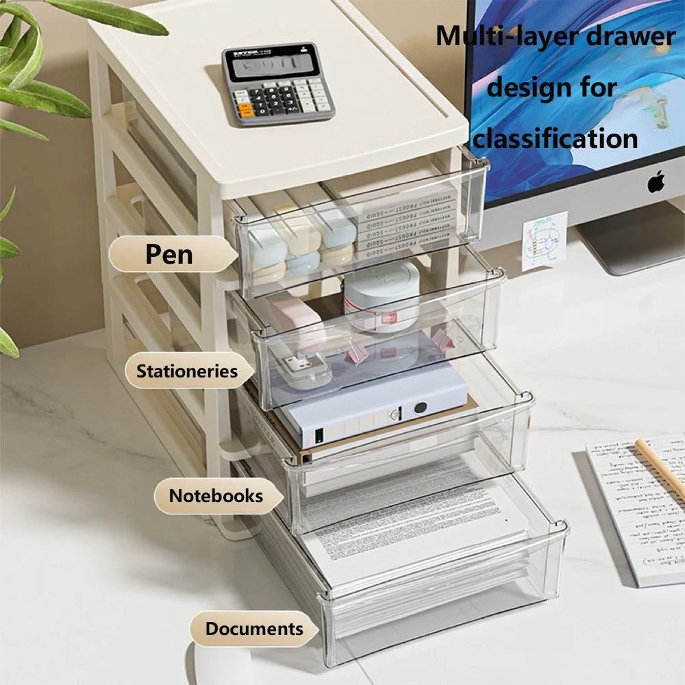 Desktop Storage Box with Drawers 2-6 Layers - Heightened Table Organizer for Office Home