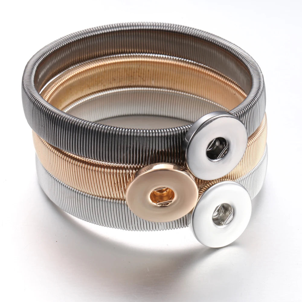 10pcs/lot Wholesale Metal 18mm Snap Button Bracelet Bangles Silver Gold Color Snap Bracelet Fit 20mm 18MM Snap Buttons Jewelry
