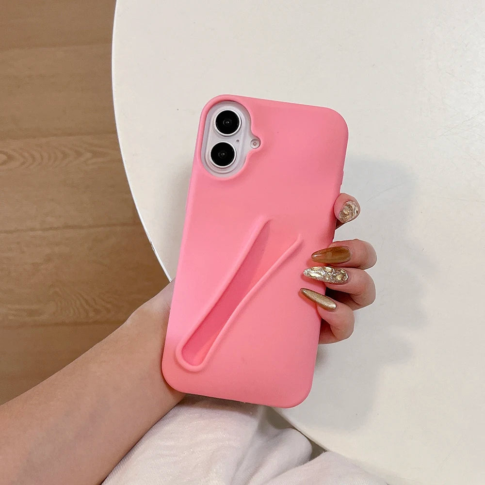 INS Lipstick Silicone Phone Case For iPhone 11 Funda iPhone 13 16 Pro Max 15 14 13 12 16 Plus Portable Lip Gloss Holder Cover