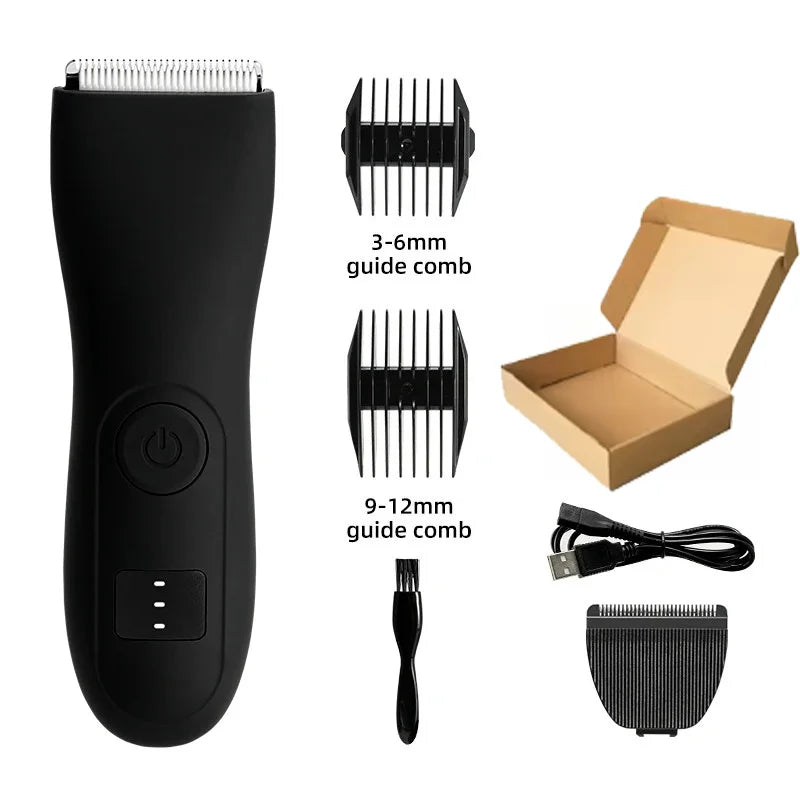 Balls Trimmer Men, Pubic & Body Hair Trimmer Groin Men, IPX7 Waterproof Electric Body Groomer with Replaceable Ceramic Blade