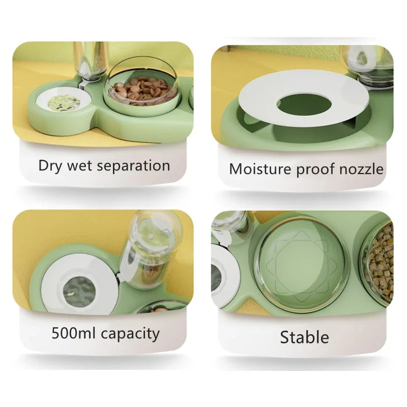 New Pet Automatic Feeders Three Bowl Pet Water Dispenser Feeders Large-diameter Dog Basin Cat Bowls Pet Automatic Feeders