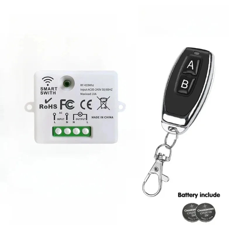 433MHz AC 110V 220V Wireless RF Remote Control Switch 1CH Relay Receiver With ON OFF Transmitter For Led Light Bulb DIY Control