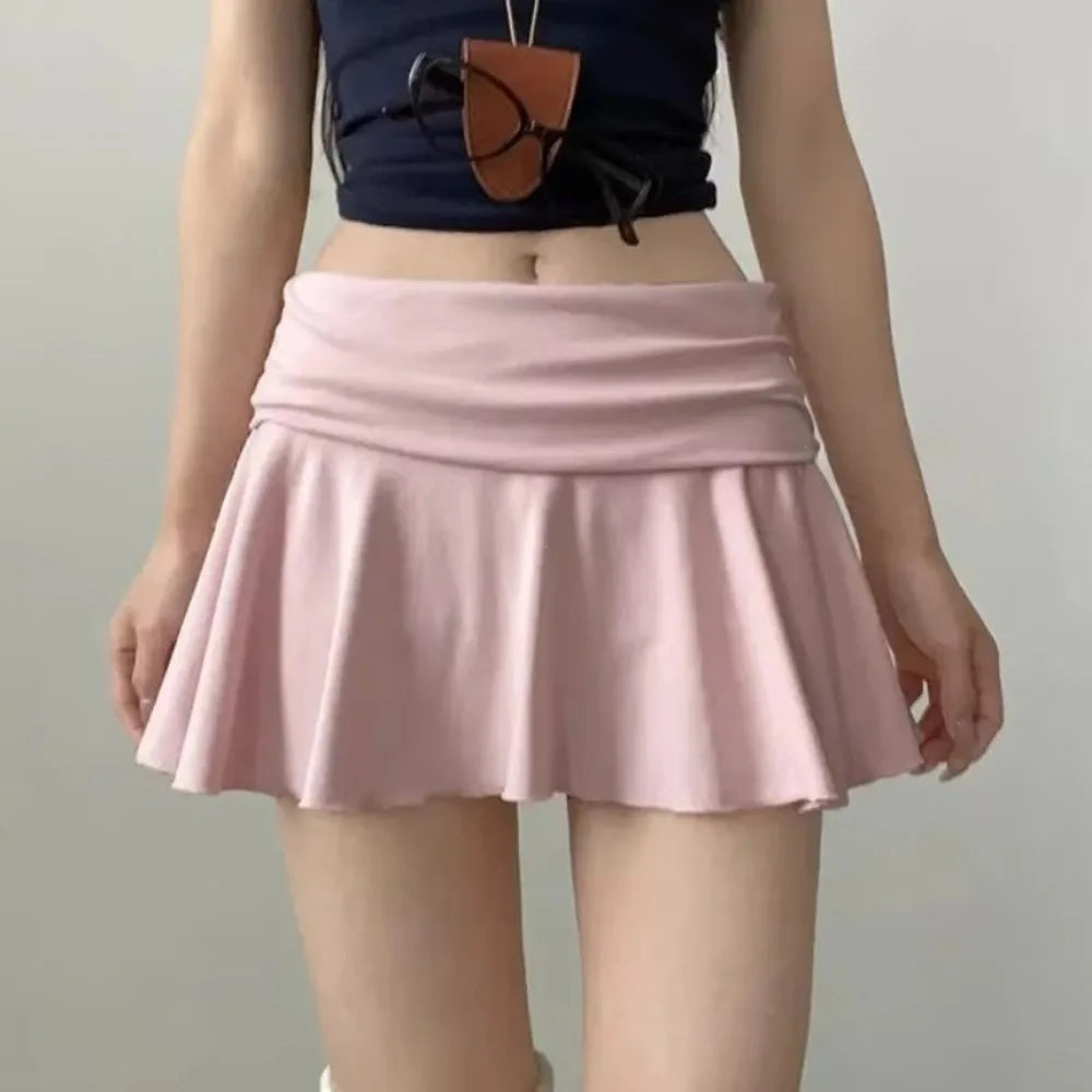 Waist-Flipping Ruched Skirts High Elasticity Prevent Exposure Women Short Dress High Waist Athletic Short Skirt For Golf Sports