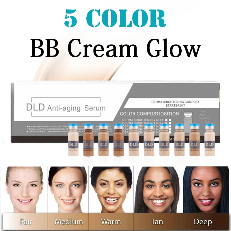 10 vials Korean 5ml BB Cream Glow Beginner Starter Kit Facial Moisturising Sunscreen Essence Foundation Cream Skin Care