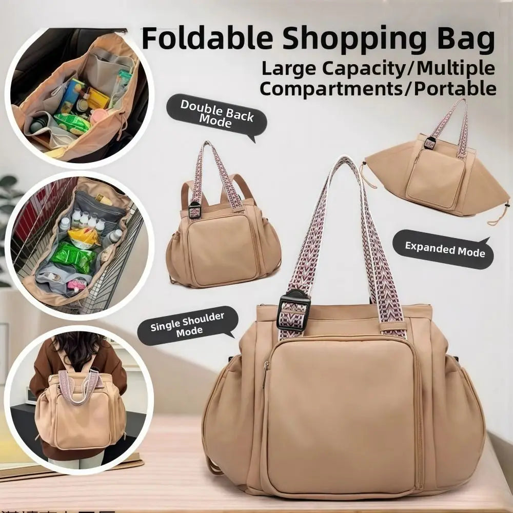 Multifunctional Travel Storage Bag Cradle Design Lightweight Women's Backpack Large Capacity Oxford Cloth Tote Bag