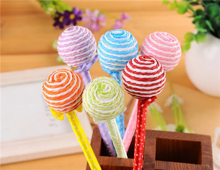 6 Piece Creative Lollipop Candy Ballpoint Pen Stationery