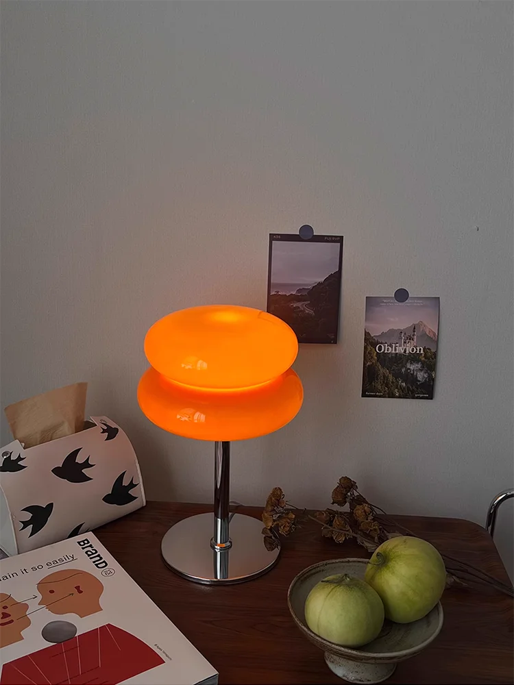 Glass desk lamp with three color dimming, living room atmosphere light, eye protection night light, girls' bedroom bedside decor