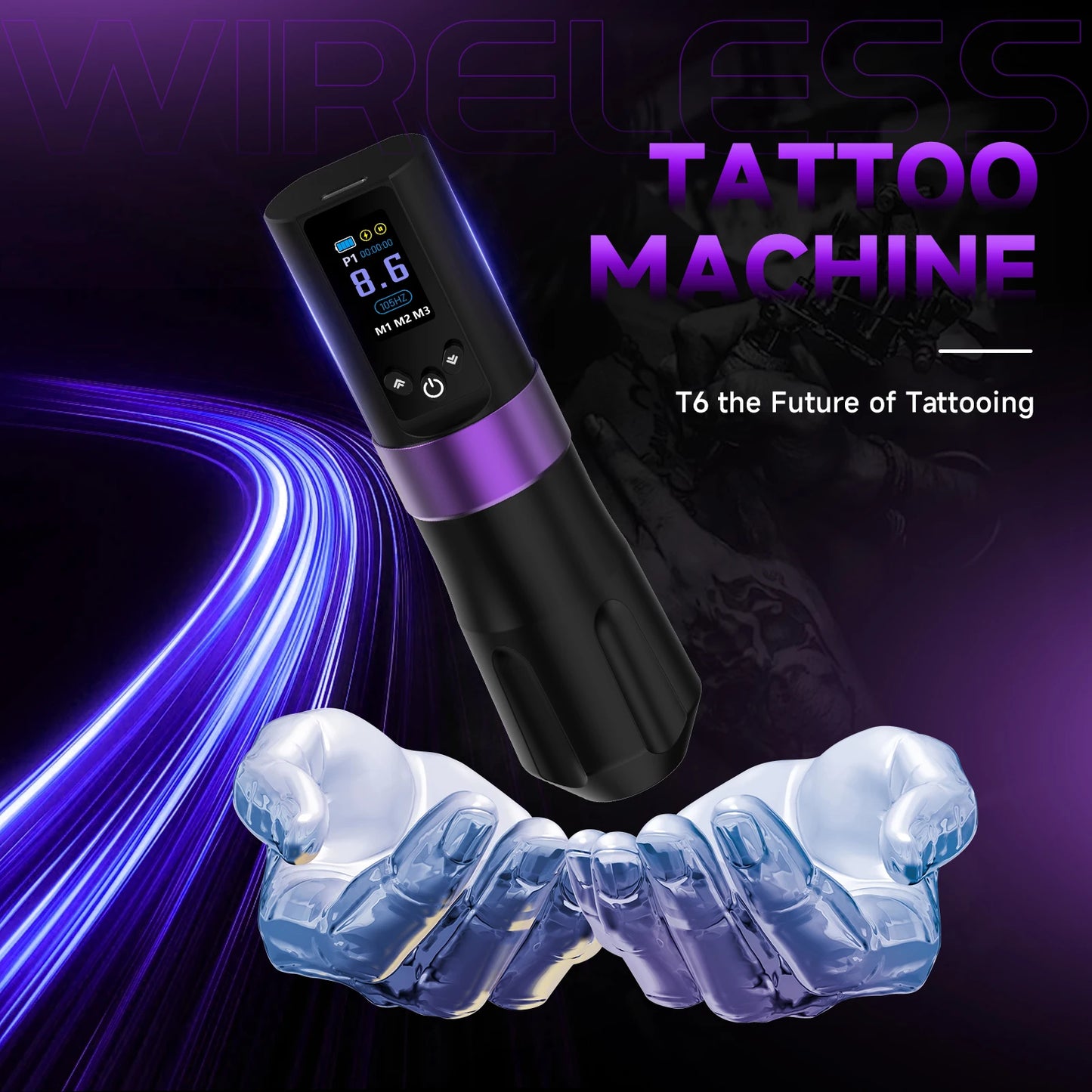 DQFART Wireless Tattoo Pen 10000 Rmp For Permanent Makeup Tattoo Machine for Professional Tattoo Artists Tattoo Supplies