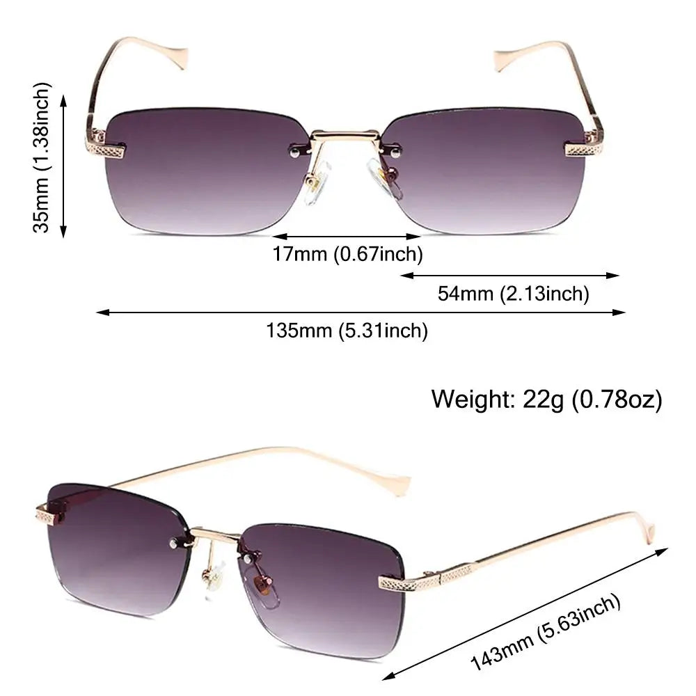 Rimless Square Sunglasses for Women Ins Style Small Rectangle Punk Sun Glasses UV400 Protection Street Shoot Eyewear for Women