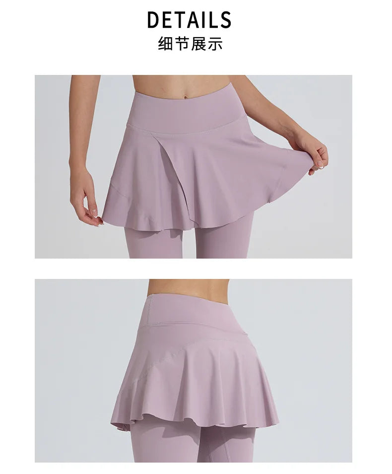 New Yoga Pants Women's High Waist Tennis Skirt Fitness Speed Drying Running Pocket Sports Skirt Tight Pants