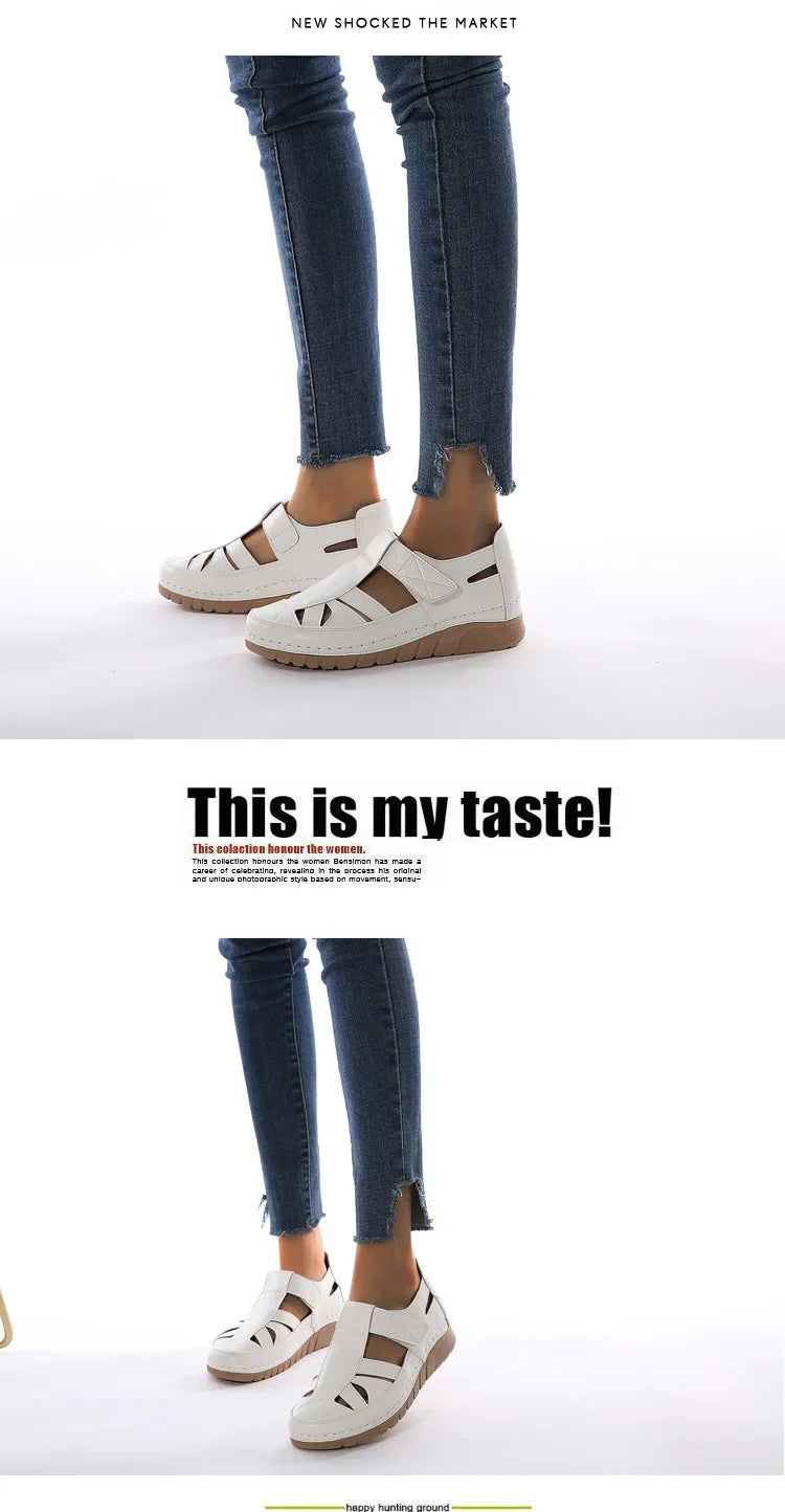 Women's Shoes Sandals Fashion Baotou Wedge Platform Sandals Ladies Retro Rome Sandalias Mujer Slip on Beach Shoes Footwear 2024