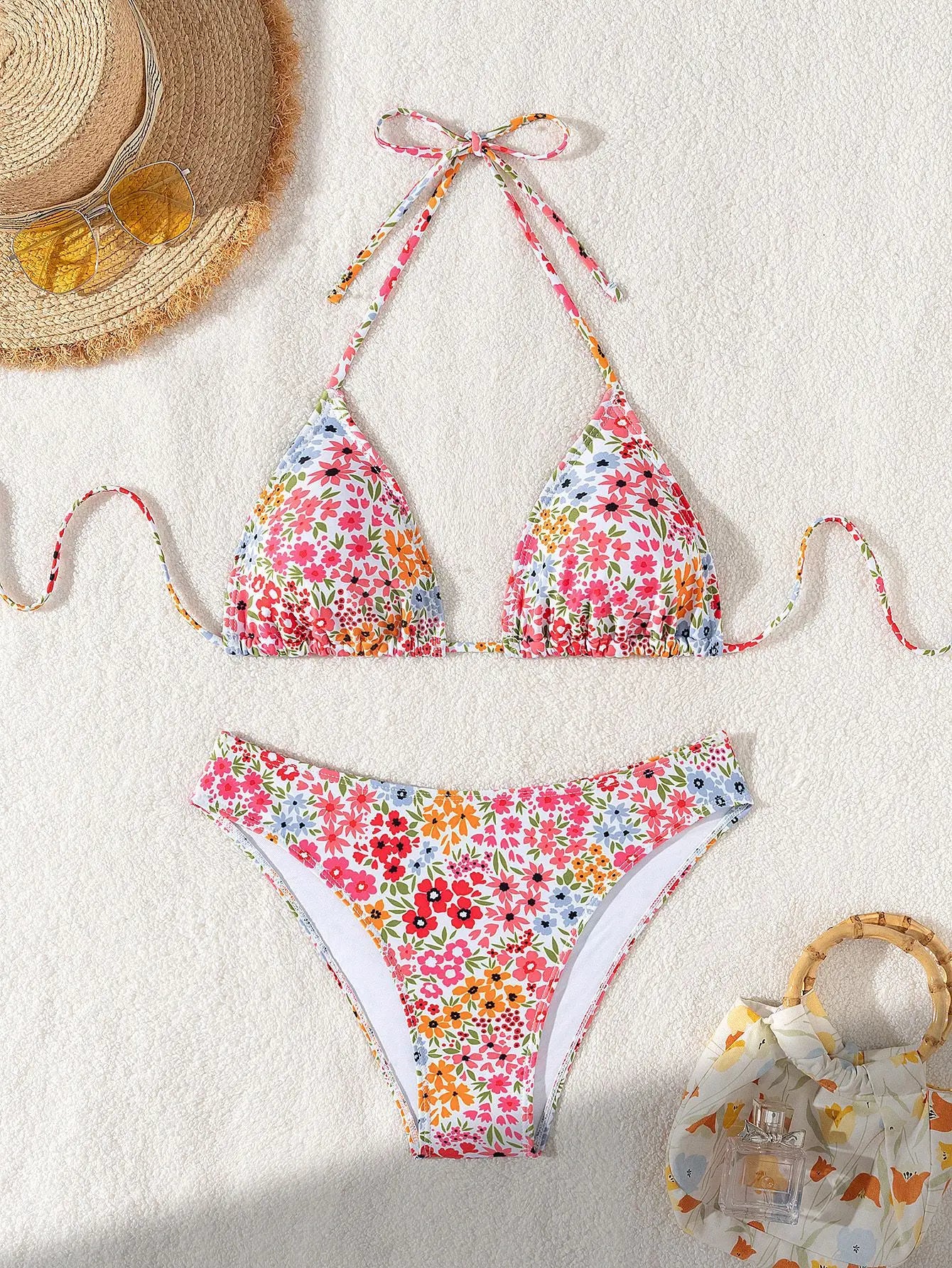 2026 Fashion Sexy Leopard Print Bikini Set for Women, Tie Side String Two Piece Swimsuit, Push Up Beach Bathing Suit, Summer