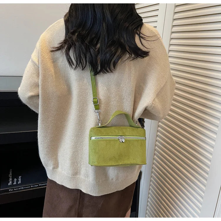 Luxury Suede Versatile Shoulder Bag  Purse Fall Winter Retro Matte Crossbody Handle Bag for Women Texture Simple Satchels Bag