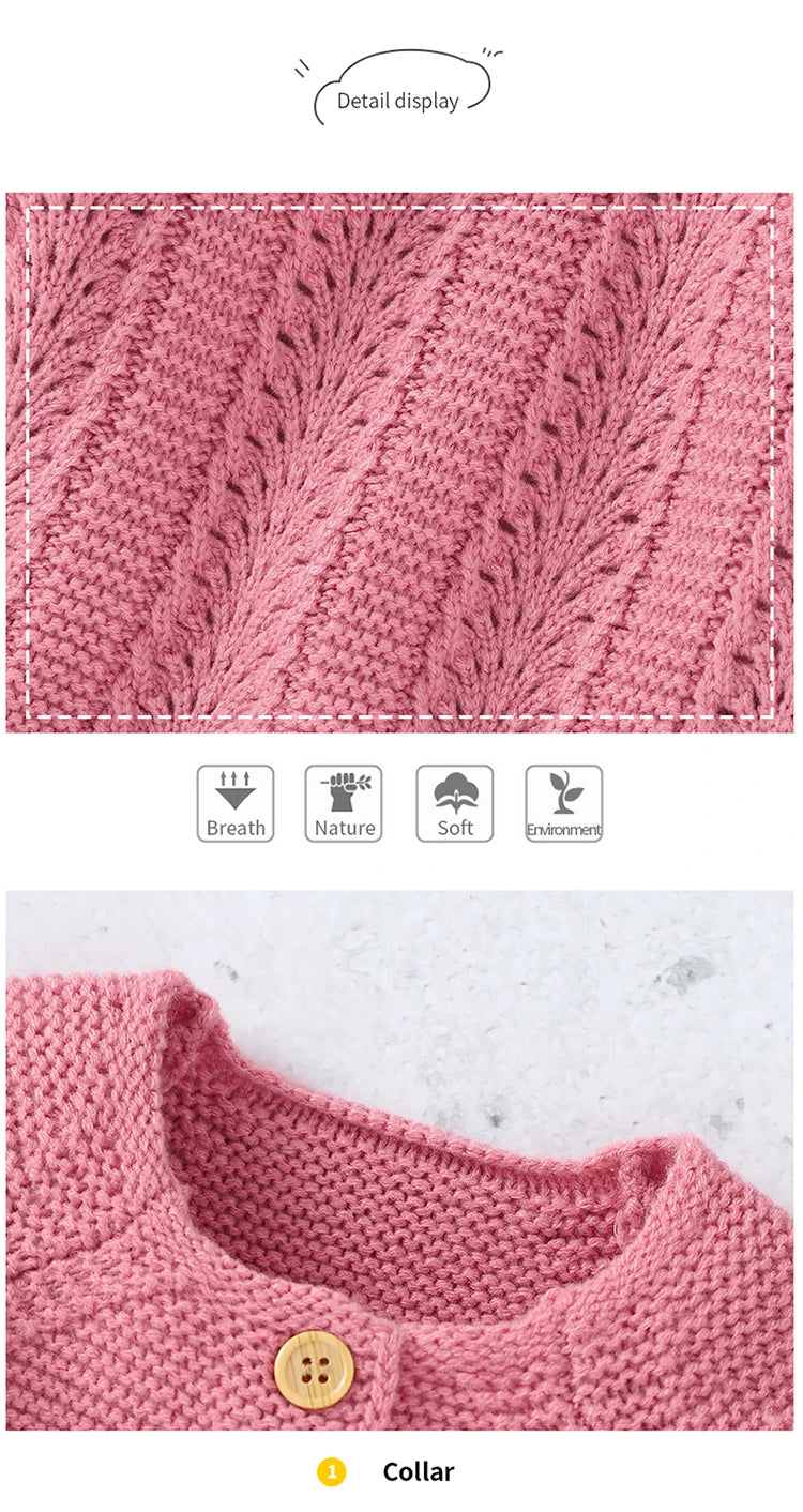 Baby Romper Set Knit Autumn Newborn Girl Boy Long Sleeve Coat Jumpsuit Outfit Hat 3PC Fashion Solid Infant Clothing Suit Sweater