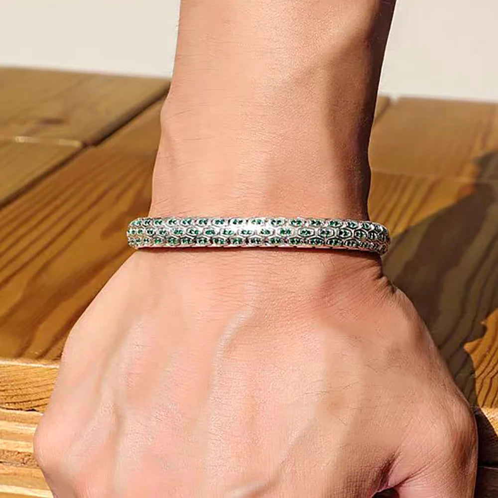 Serpent Honeycomb Bangle Micro Pave CZ Sapphire White Green Black Crystal Zircon Anti-tarnish Party Jewelry for Her Him