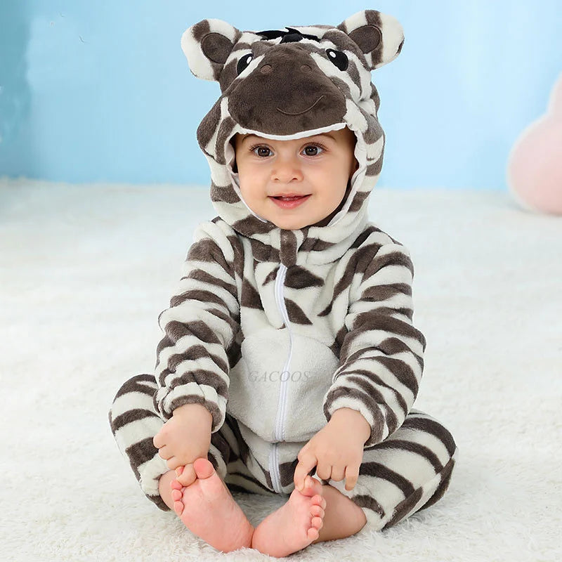 Baby Kigurumi Dragon Cow Monkey Animal Cosplay Costume Baby Girl Pajamas Winter Plush Jumpsuit for Toddler Boys 1 to 2 3 4 Years