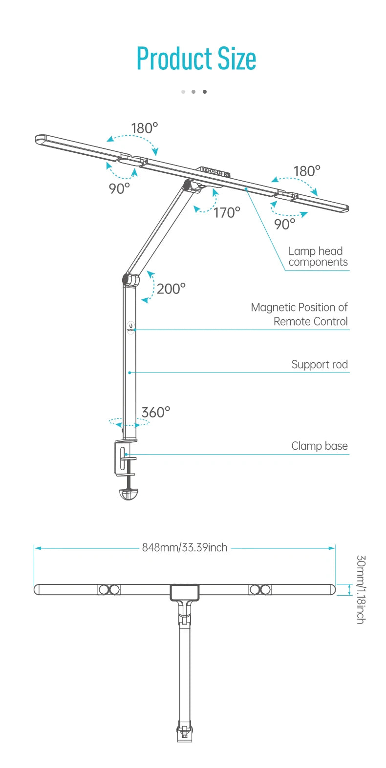 LED Desk Lamp with Clamp Remote Dimming 24W Ultra Bright Desk Lamp for Home and Office Architects Paired with Ambient Lighting