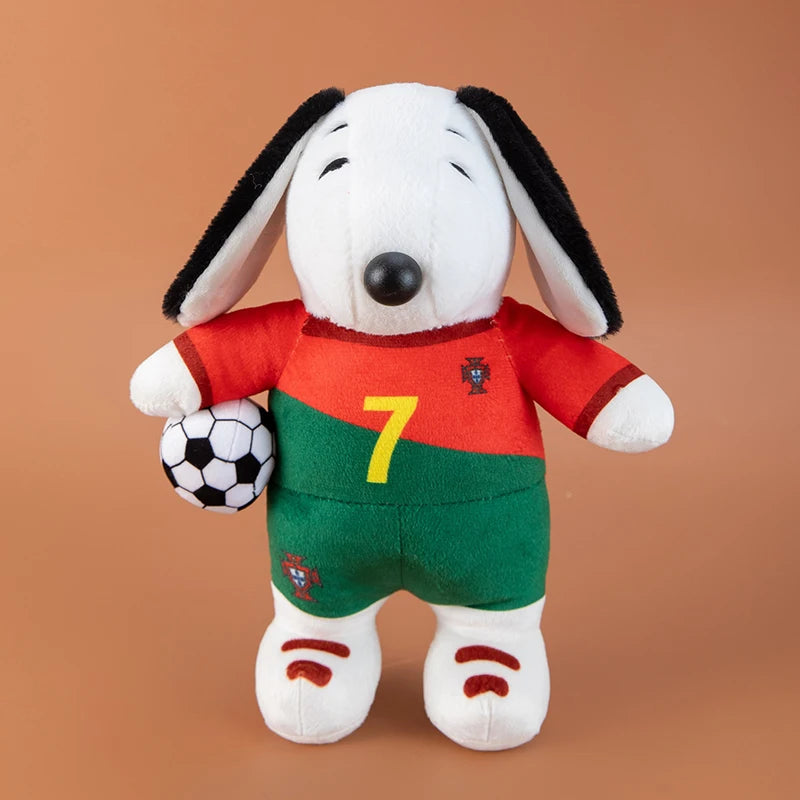 New Peanuts Snoopy Soccer cute Plush Toy Pendant Key Chain Team Jersey Stuffed Doll with Football for Kids Fans Birthday Gift