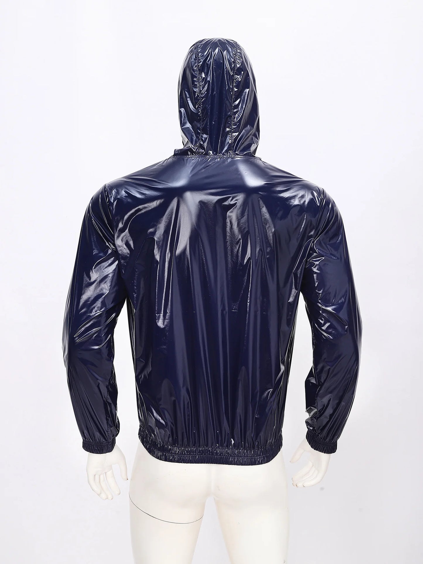 Men Waterproof Hooded Trench Jacket Long Sleeve Hood Outerwear Windbreaker Raincoat fo Hiking Fishing Biking Thermal Windbreaker