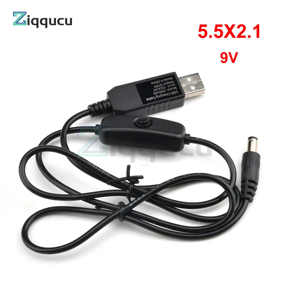USB Power Boost Line DC 5V to DC 5V 9V 12V Step UP Module USB Converter Adapter Cable with Switch Plug Length 1m