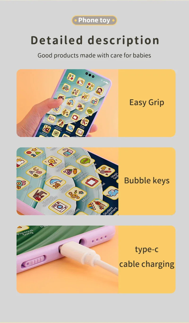 Montessori Baby Cell Phone Toys Children Simulation Phone Musical Early Educational Toy Infant Mobile Phone Model Vocal Toy Gift