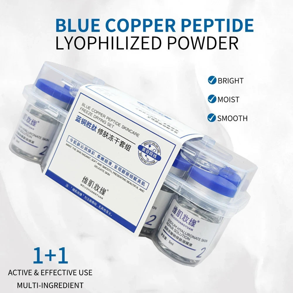 Blue Copper Peptide Freeze Drying Set Freeze-dried Powder, Improve Wrinkle Essence Shrink Pores Acne Treatment Skin Care Set