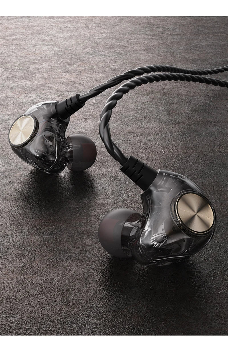 Dynamic HiFi Wired Earphone In Ear Monitor Sport Headphones Bass Stereo Gaming Noise Cancelling Headset Music Earbuds With Mic