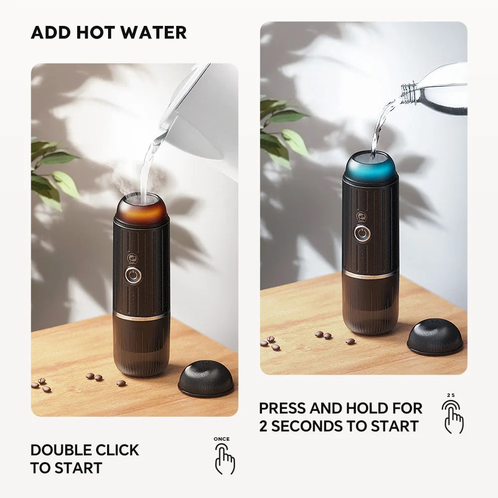 Portable Heating Espresso Machine Wireless Coffee Pot Rechargeable Espresso Extraction Coffee Maker for Travel Office