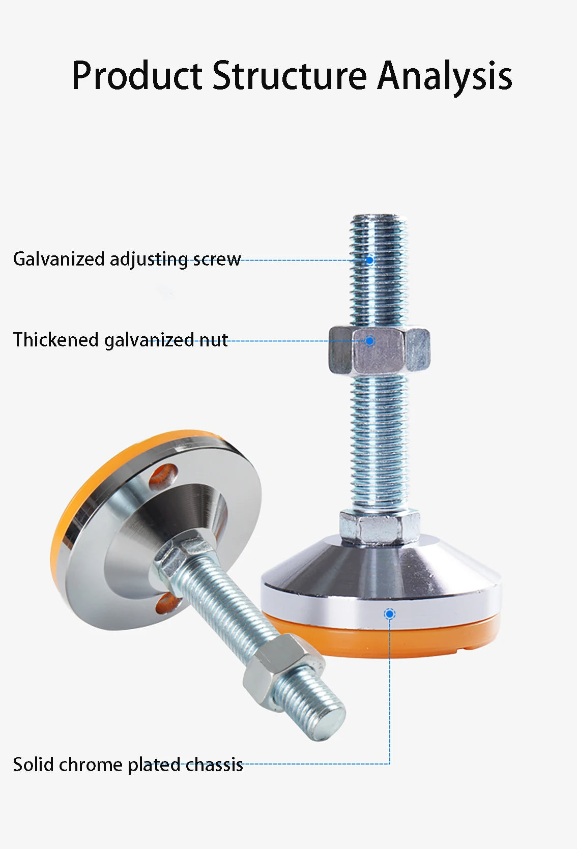 40 50 60 Heavy Metal Foot Cup/Fixed Foundation Screw/Adjustable Foot/Anti Slip Shock Absorber Support Foot M8 M10 M12 M14 M16