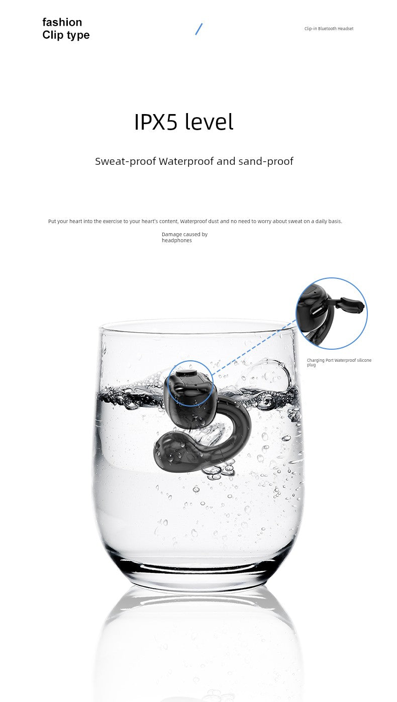 Non-Entry Ear Clip Bluetooth Headset Mini Running Painless Driving Rider Take-out Sports Single and Double Ear Hanging Long Standby