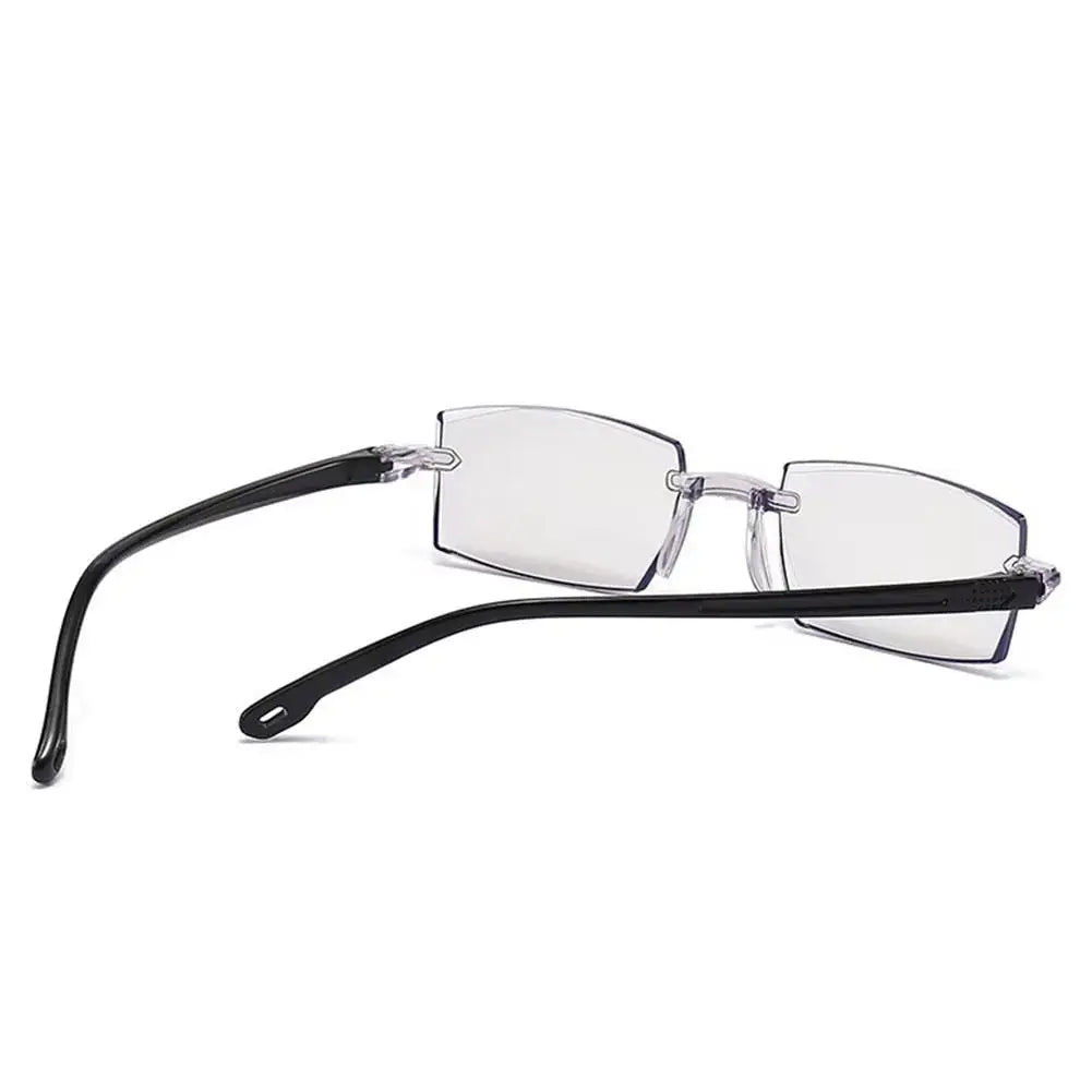 1 Pair New Men Women Rimless Reading Glasses Anti Blue Light Bifocal Far Near Magnification Eyewear Presbyopic Glasses +150 +200