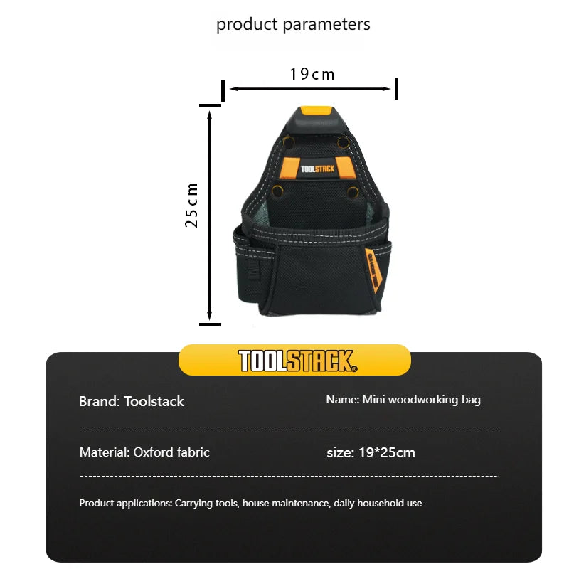TOOLSTACK Mini Utility Toolkit Hammer & Screwdriver Waist Pouch Quick-Hook Service Kit Quality Hardwear Carpenter Work Tools Bag