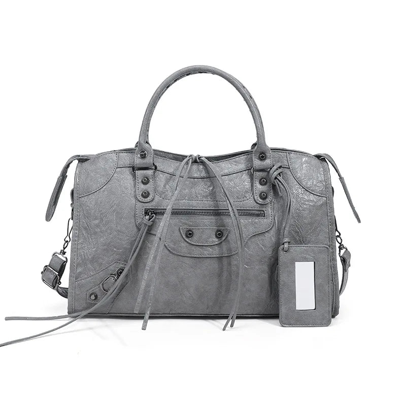 Luxury Designer City Motorcycle Shoulder Tote Bag for Women Large Capacity Autumn Winter Handbag Crossbody Stylish Women's Bag