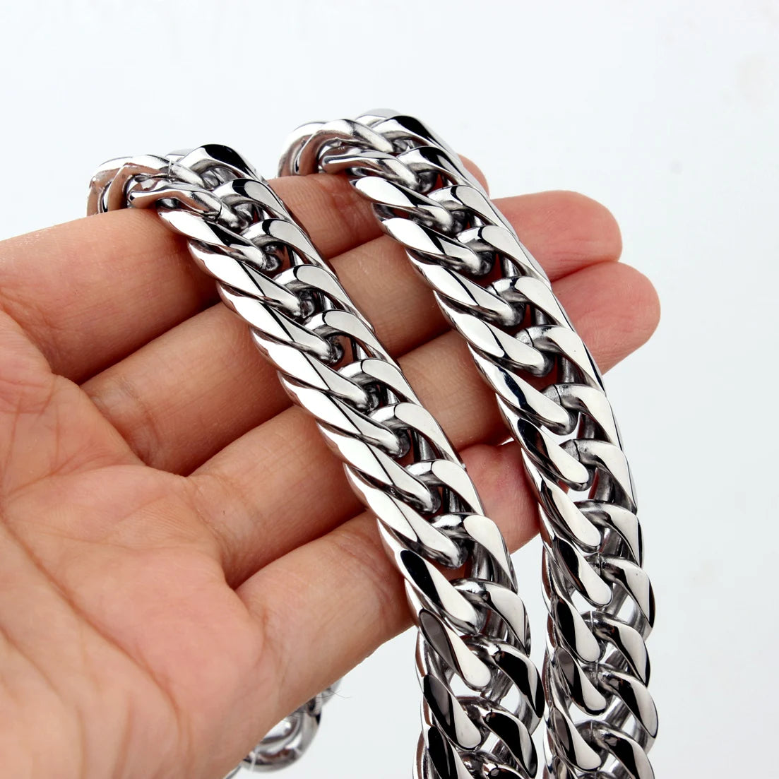 9/11/13/16/19/21mm Heavy Polished Stainless Steel Necklace Men Curb Cuban Link Chain Necklace Or Bracelet Choker Jewelry 7-40"
