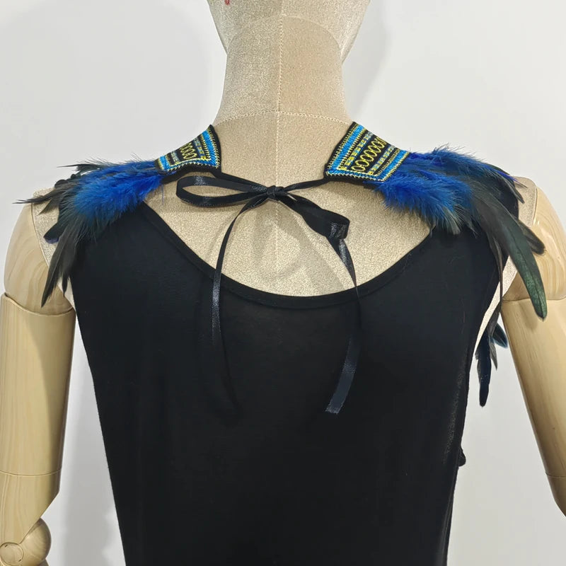 Halloween party costume, collar, scarf, Gothic feather collar and shoulders witch role-playing, available for both women and men