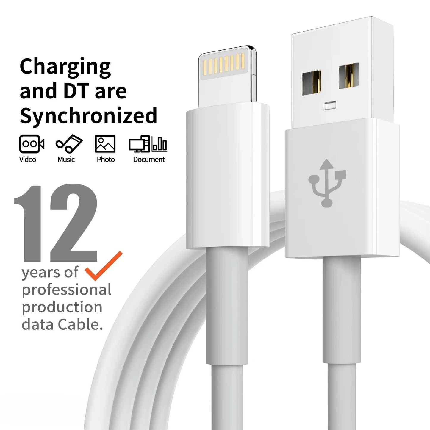 2pcs for iPhone charger cable lightning data cable certified USB A charging cable suitable for iPhone 14 13 12 11