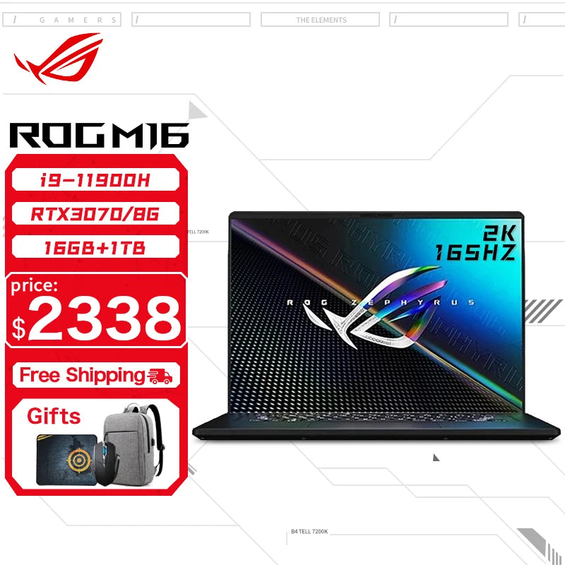 ASUS ROG Flow X16 Gaming Laptop 12th Intel Core i9 12900H 32G RAM 1T SSD RTX3080Ti-16GB 2.5K Screen 165Hz 16Inch E-sports Comput