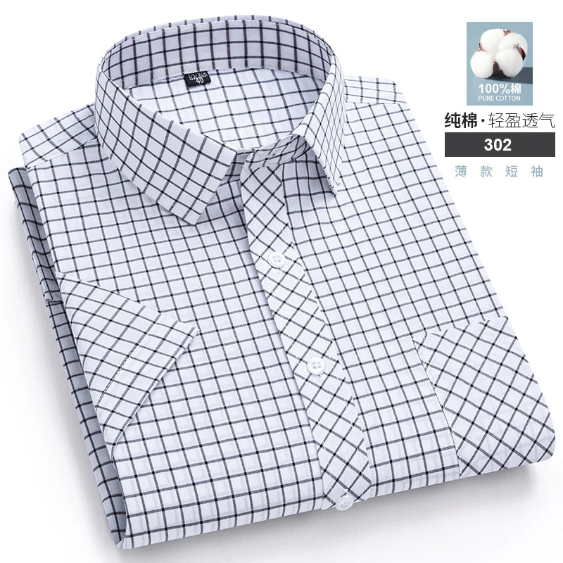 Short Sleeve Shirts For Man Summer England Preppy Classic Checked Clothing New Fashion Plaid Cotton Businessman Casual Shirts
