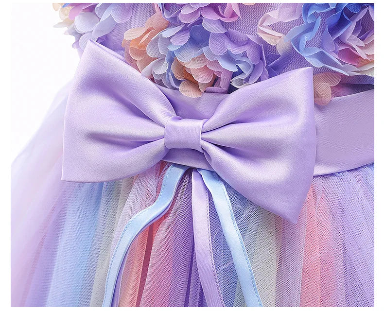 2025 new Girl's Unicorn Dress 1-10 Year Old Children's Flower Cake Princess Dress Carnival Halloween Performance Clothing