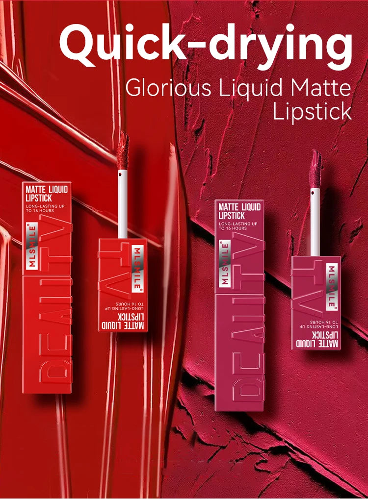 6 Colors of Long-Lasting Velvet Liquid Lipstick with Matte Texture Waterproof Non-Stick Cup Professional Lip Makeup Products