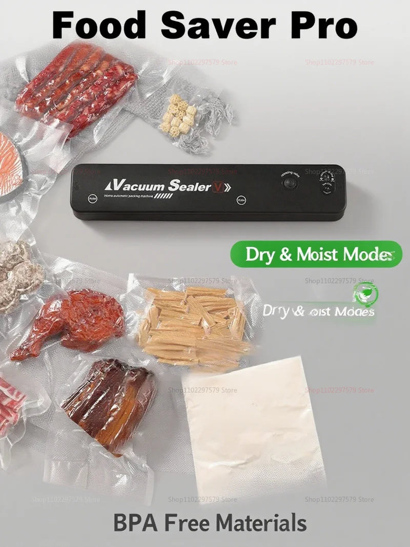 Vacuum sealer machine, with 2 modes, including vacuum seal bags, for food preservation, fruit sealing kitchen utensils
