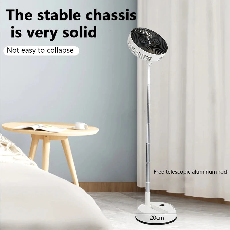 Remote control telescopic folding desktop vertical electric fan 5400mAh silent timed left and right rotation USB electric fan